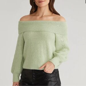 525 America Off-Shoulder Mint Sweater